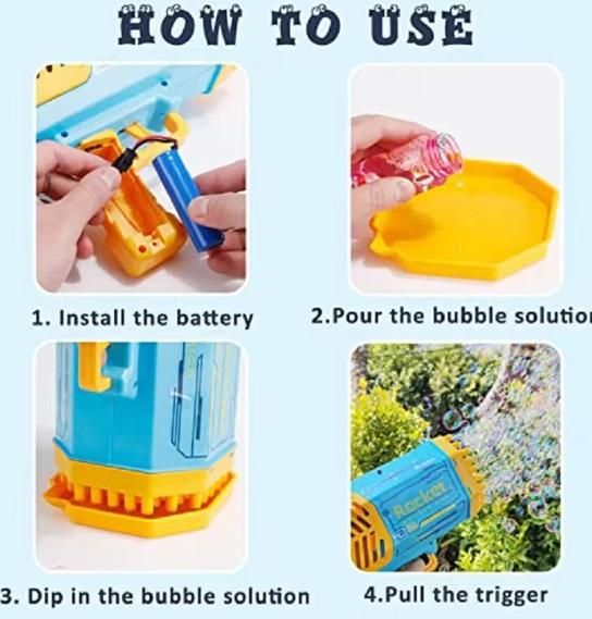 Rocket Automatic Bubble Gun – 60 Hole Soap Bubble Blaster