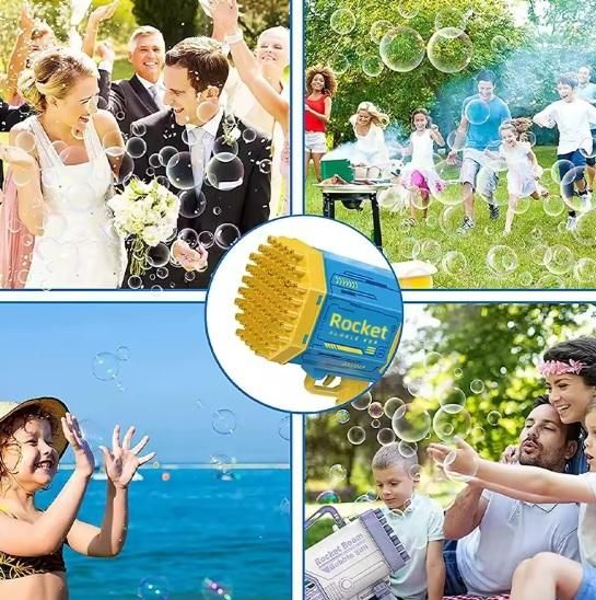 Rocket Automatic Bubble Gun – 60 Hole Soap Bubble Blaster