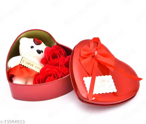 Eternal Love Valentine’s Hamper –Crown Couple Rings, Red Rose Box, & Cute Teddy Set
