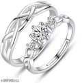 Forever Bond Silver-Plated Adjustable Couple Rings – Set of 2