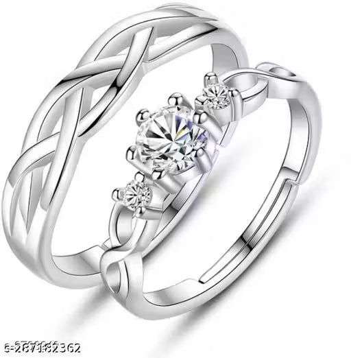 Forever Bond Silver-Plated Adjustable Couple Rings – Set of 2